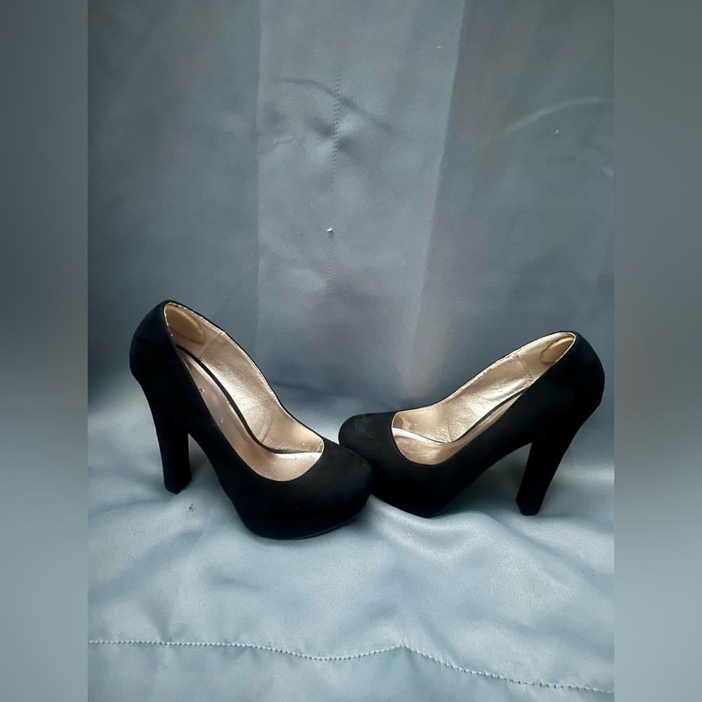Black suede heel